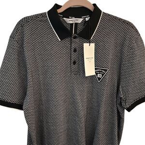 Kenneth Cole Men's Geometric Polo Shirt White Size‎ M Casual Spring